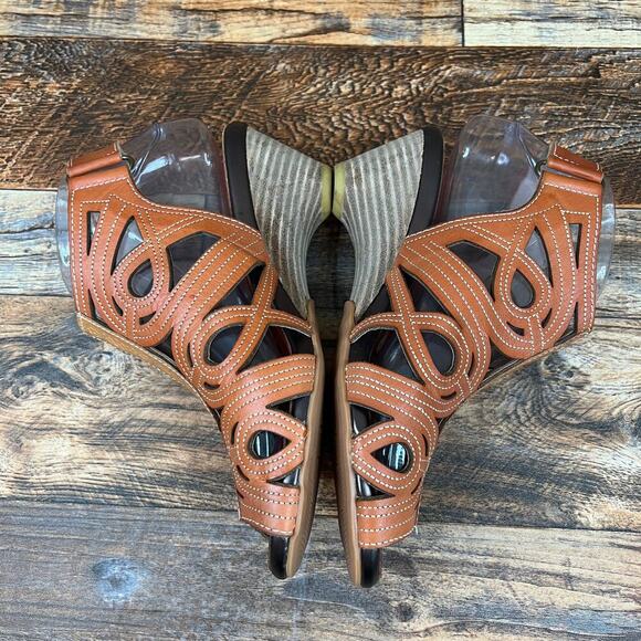 L'artiste Spring Step Flourish Gladiator Sandals Women's 37 Brown Leather Heels - Picture 6 of 10